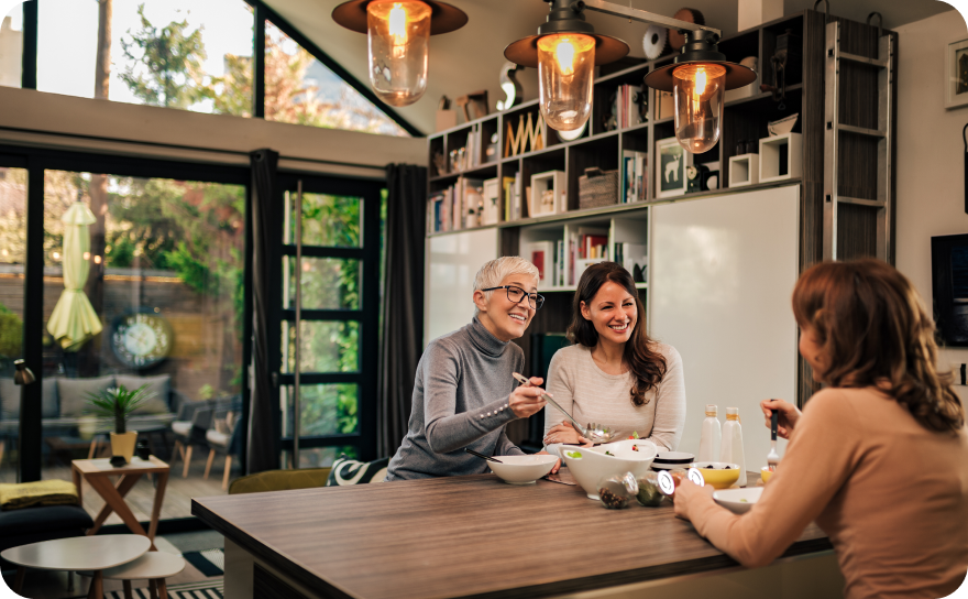 Family discussion at table